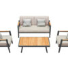 Emoti ekskluzywny zestaw wypoczynkowy podwójna sofa fotel stolik Higold meble ogrodowe aluminium