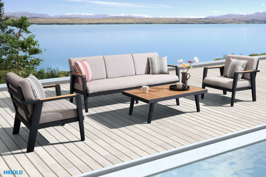 Emoti ekskluzywny zestaw wypoczynkowy sofa 3 osobowa Higold meble ogrodowe aluminium