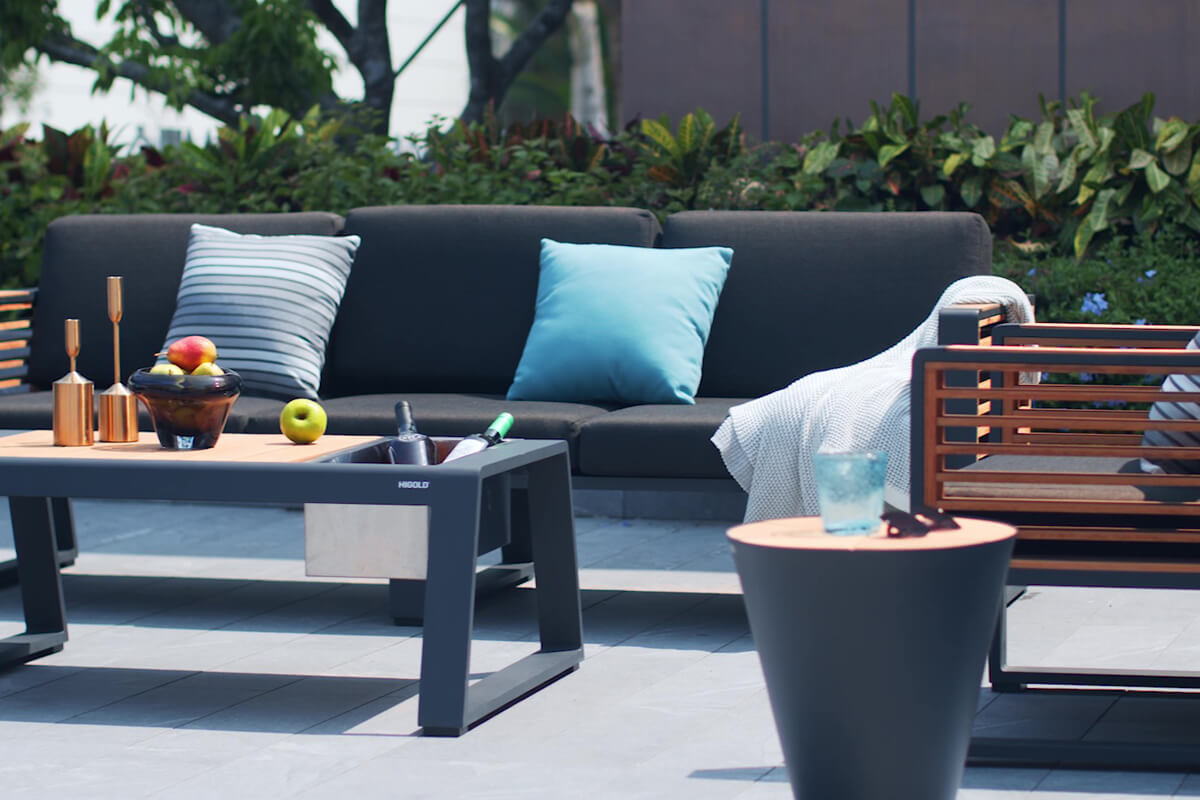 New York ekskluzywne meble aluminiowe duży zestaw wypoczynkowy ogrodowy Higold meble ogrodowe premium