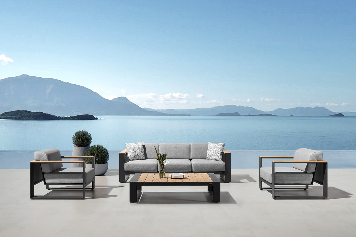 Cambusa zestaw ogrodowy wypoczynkowy meble aluminiowe sofa ogrodowa 3 osobowa Higold luksusowe meble ogrodowe