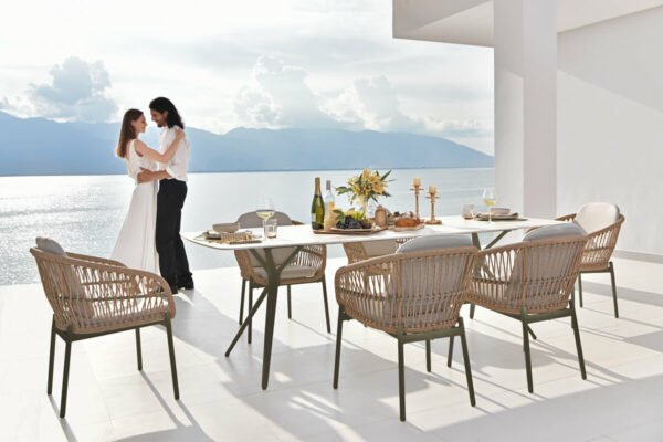 Sabbia zestaw ogrodowy stół z krzesłami dla 6 osób Twojasiesta luksusowe meble ogrodowe technorattan