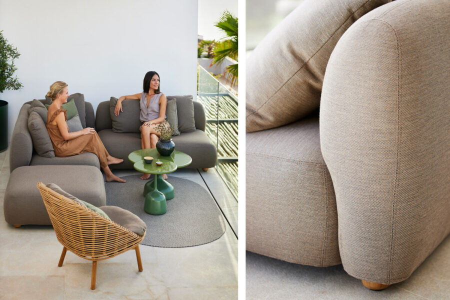 Capture sofa ogrodowa 2 osobowa tapicerka szybkoschnąca luksusowe meble ogrodowe Cane-line