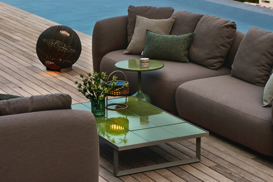 Glaze stolik kawowy prostokątny do ogrodu glazurowany luksusowe meble ogrodowe Cane-line