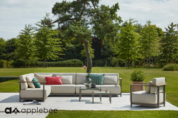 St Lucia Alu zestaw ogrodowy aluminium narożnik ogrodowy fotel ogrodowy Apple Bee luksusowe meble ogrodowe