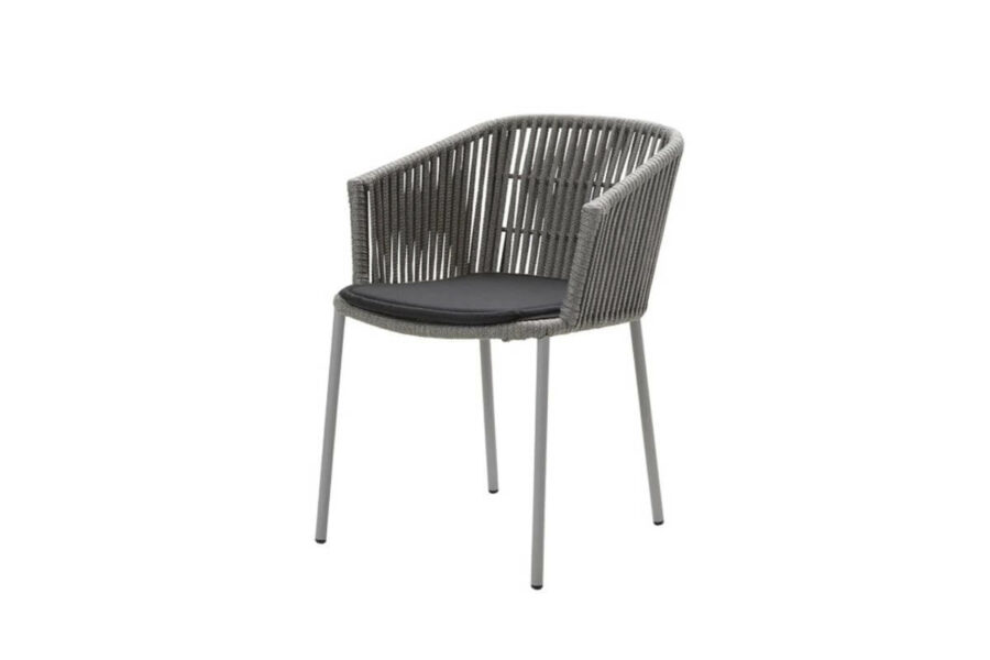 Moments eleganckie krzesło ogrodowe szare poduszka czarna Natte Black lina pp Cane-line luksusowe meble ogrodowe