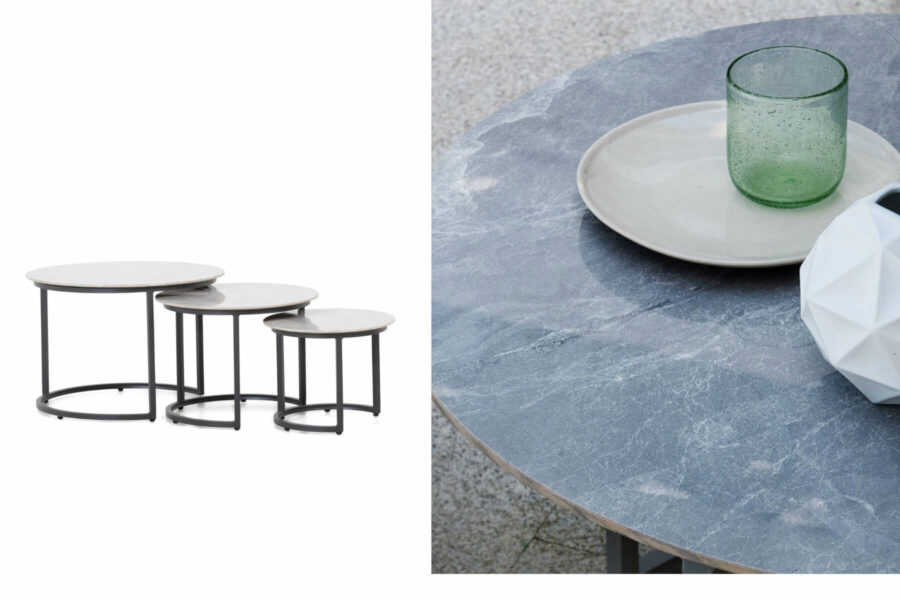 Ferrara Marble komplet stolików ogrodowych Twojasiesta meble ogrodowe aluminiowe