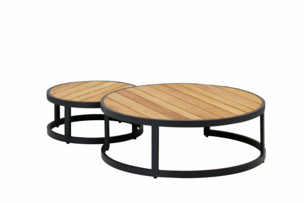 Ferrara Wood zestaw stolików ogrodowych stoliki kawowe Twojasiesta meble ogrodowe aluminiowe