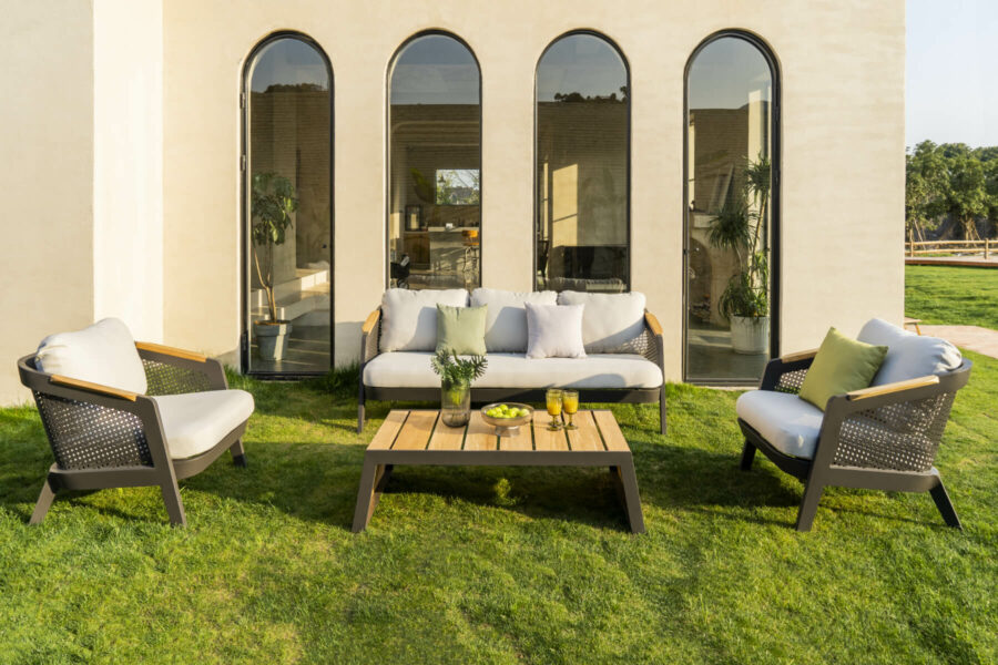 Roma meble ogrodowe zestaw wypoczynkowy fotel ogrodowy sofa ogrodowa stolik kawowy meble ogrodowe premium Twojasiesta