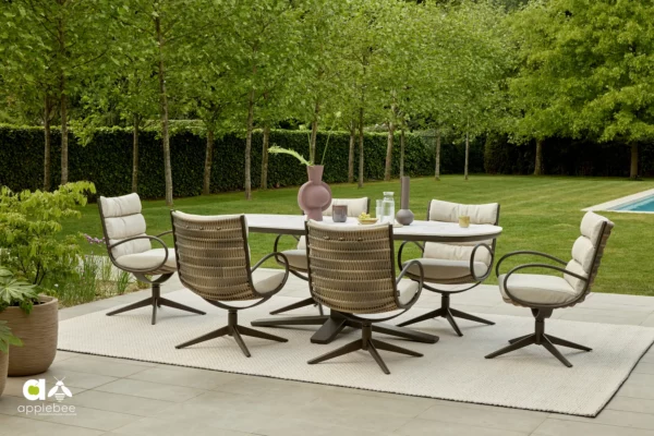 Camp Bay Bronze zestaw mebli ogrodowych Apple Bee stół ogrodowy 6 foteli ogrodowych