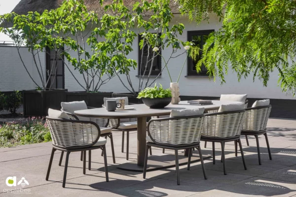 Pine Key Bronze zestaw ogrodowy stół i 8 krzeseł meble ogrodowe premium Apple Bee