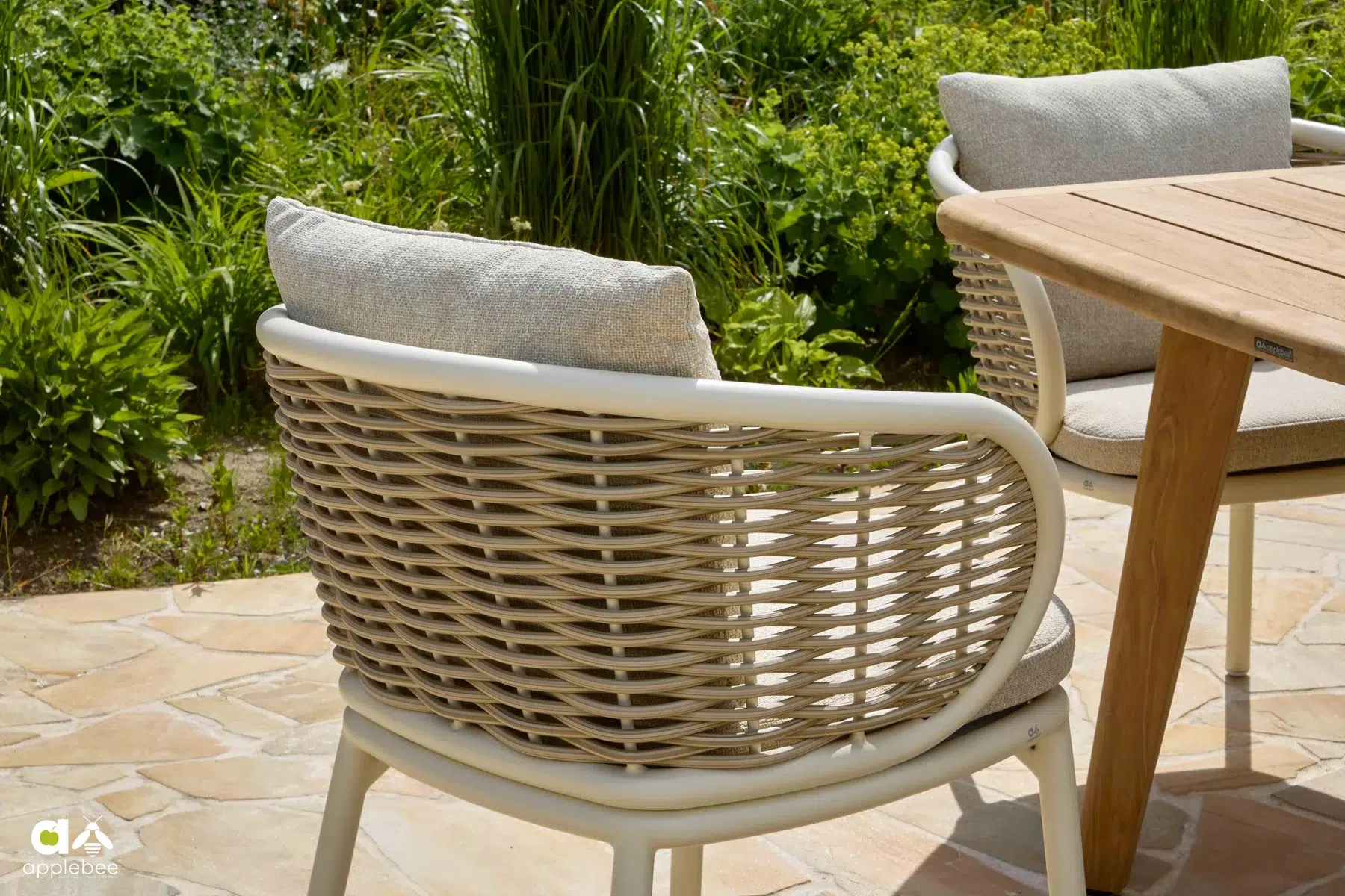 Pine Key Oyster krzesło ogrodowe technorattan | Apple Bee Pine Key Oyster meble ogrodowe stół i 8 krzeseł technorattanowych meble ogrodowe premium Apple Bee