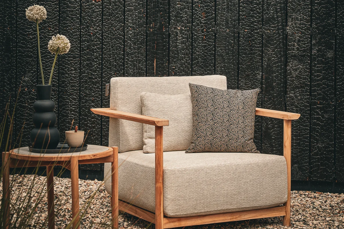 St Lucia fotel ogrodowy tekowy | Apple Bee St Lucia fotel drewniany tekowy Apple Bee Jesienny taras - strefa relaksu premium