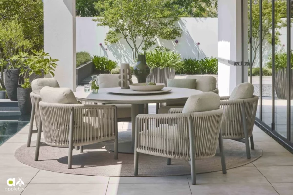 Bora Bora Taupe meble ogrodowe niski stół i fotele low dining zestaw meble ogrodowe Apple Bee