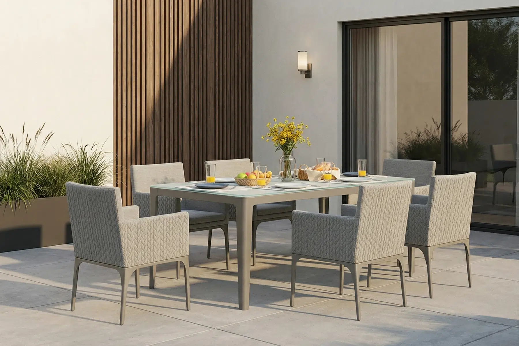 Bonn ogrodowy zestaw obiadowy jadalniany stół ogrodowy krzesła ogrodowe 6 osób luksusowe meble ogrodowe