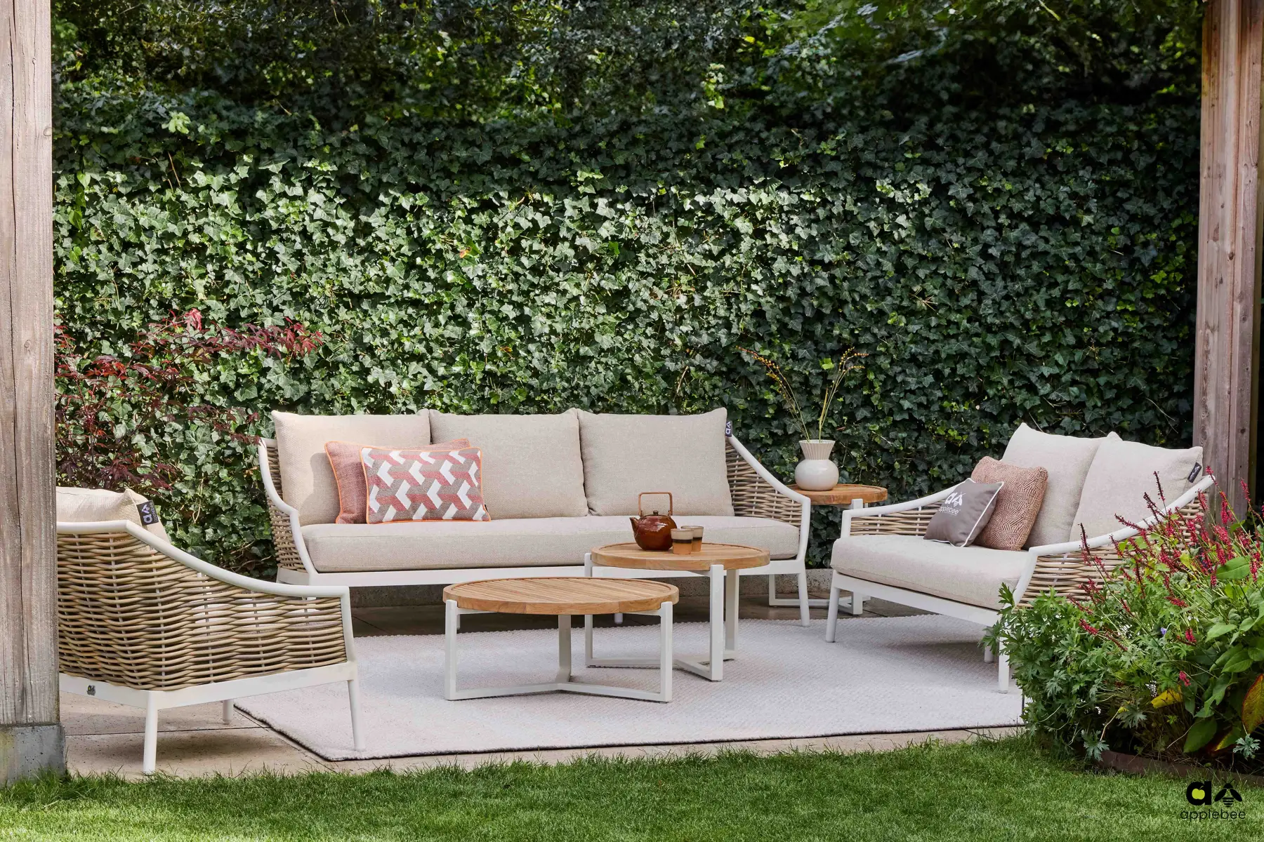 Cross dywan zewnętrzny prostokątny perłowy oyster meble ogrodowe Milou Oyster Apple Bee