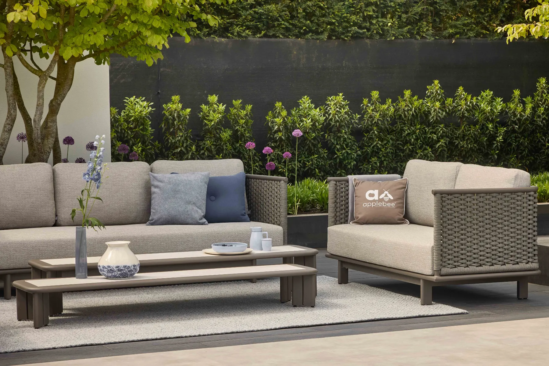 Cross dywan zewnętrzny prostokątny szary luksusowe meble ogrodowe Brooklyn Taupe Apple Bee