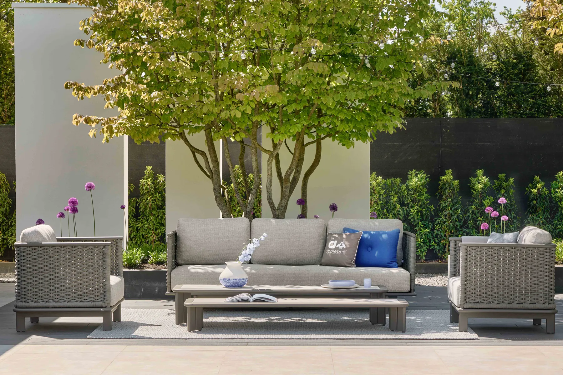 Cross dywan zewnętrzny prostokątny szary meble ogrodowe Brooklyn Taupe Apple Bee