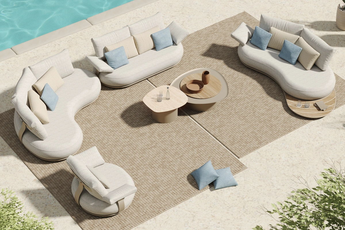 Calla luksusowy zestaw wypoczynkowy | Higold ekskluzywne meble ogrodowe z technorattanu aluminium drewna zestawy ogrodowe wypoczynkowe Calla Higold luksusowe meble ogrodowe