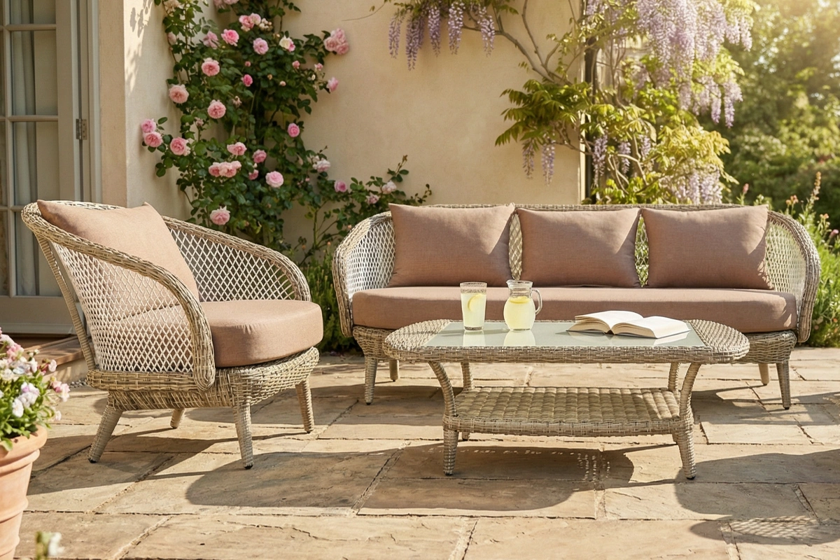 Napoli Rosę meble ogrodowe technorattanowe | Twoja Siesta ekskluzywne meble ogrodowe z technorattanu aluminium drewna zestawy ogrodowe wypoczynkowe Napoli Rose Twoja Siesta meble ogrodowe technorattanowe