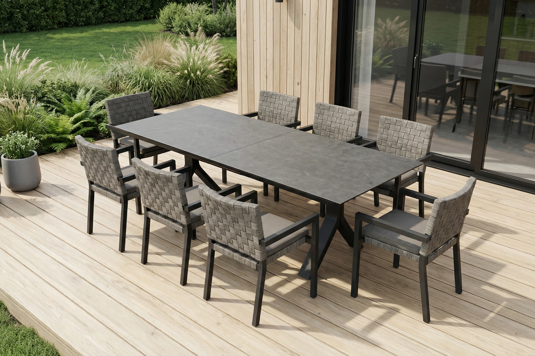Hamm zestaw ogrodowy stół i krzesła stół rozsuwany 8 krzeseł ogrodowych meble ogrodowe aluminiowe Twoja Siesta