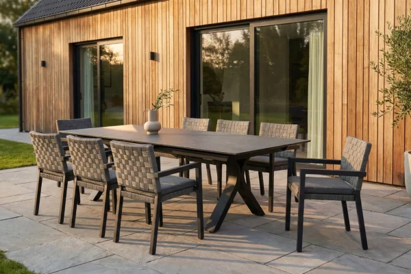 Hamm zestaw ogrodowy stół i krzesła zestaw jadalniany 8 osób aluminium technorattan meble ogrodowe Twoja Siesta