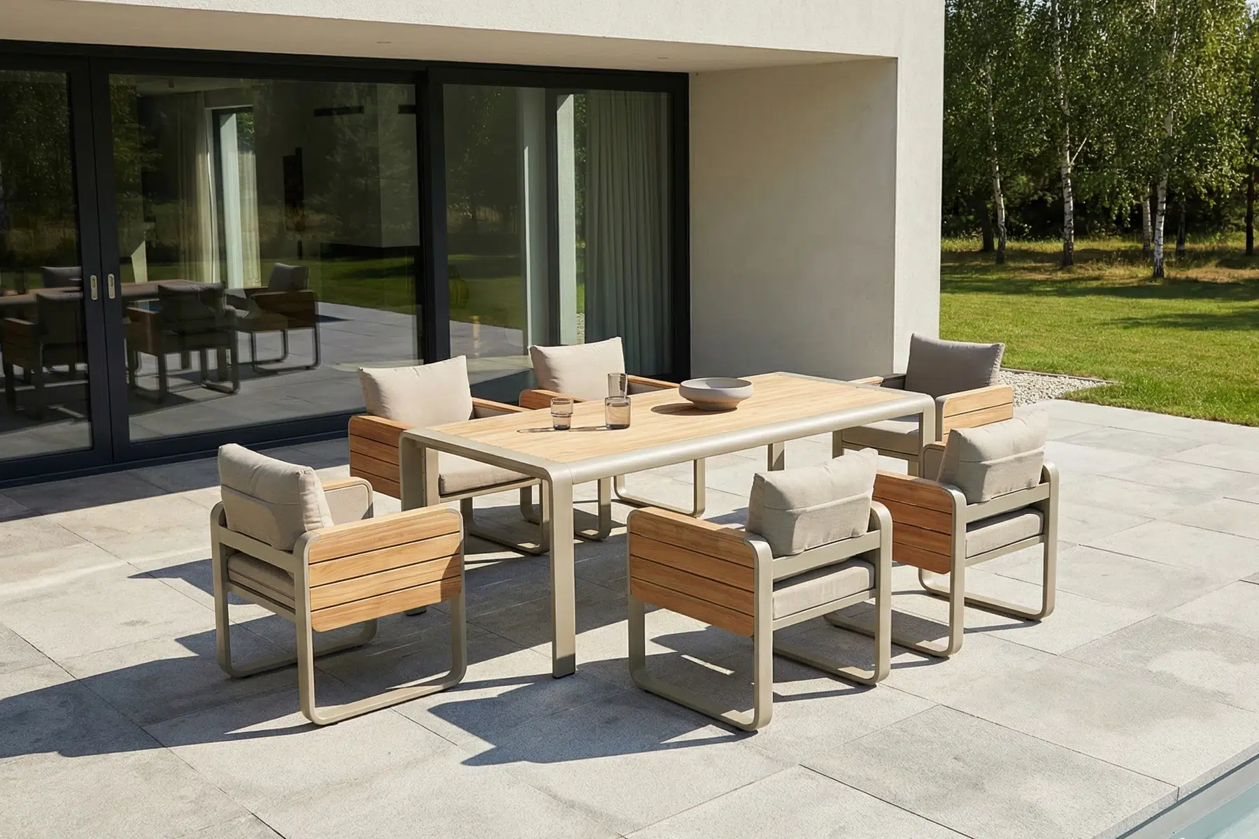 Nottingham stół i krzesła ogrodowe dla 6 osób ekskluzywne meble ogrodowe HIGOLD