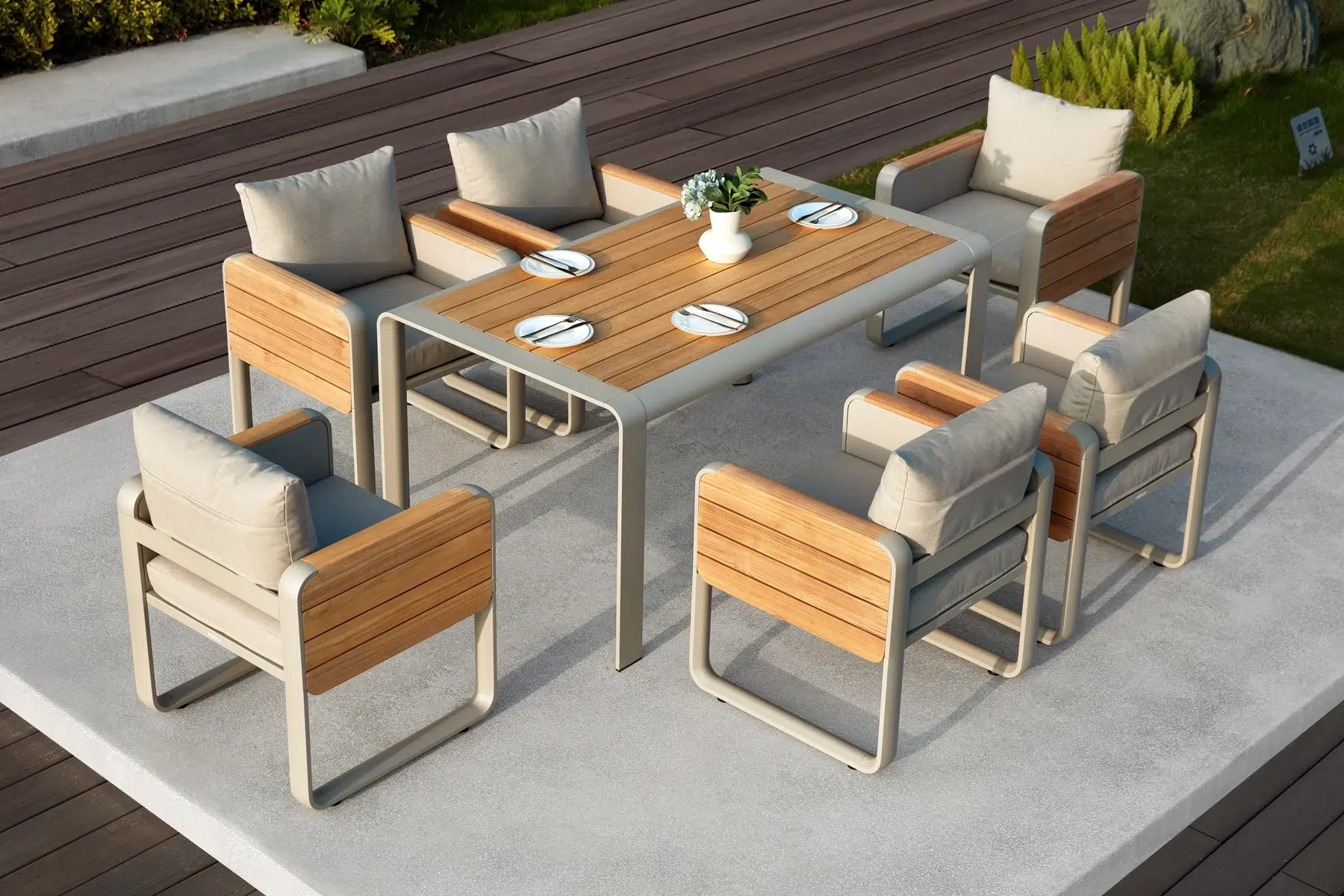 Nottingham stół ogrodowy z krzesłami 6 osobowy stół krzesła ogrodowe nowoczesne meble ogrodowe Higold