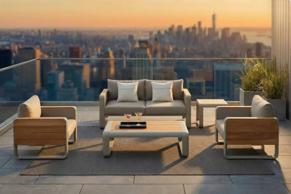 Nottingham zestaw mebli ogrodowych Higold dla 4 osób sofa ogrodowa 2 osobowa zestaw ogrodowy premium