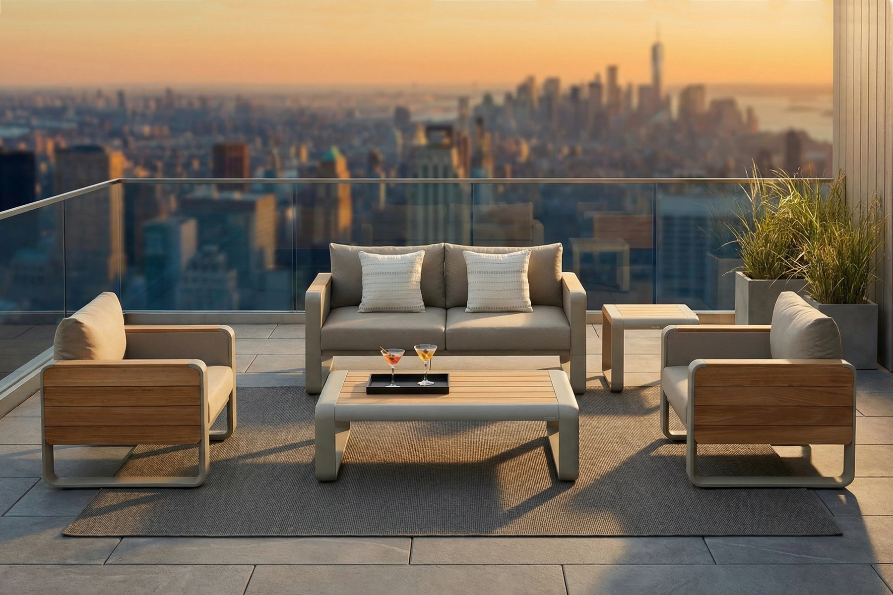 Nottingham meble ogrodowe aluminiowe - zestaw wypoczynkowy dla 4 osób | Higold Nottingham zestaw mebli ogrodowych Higold dla 4 osób sofa ogrodowa 2 osobowa zestaw ogrodowy premium