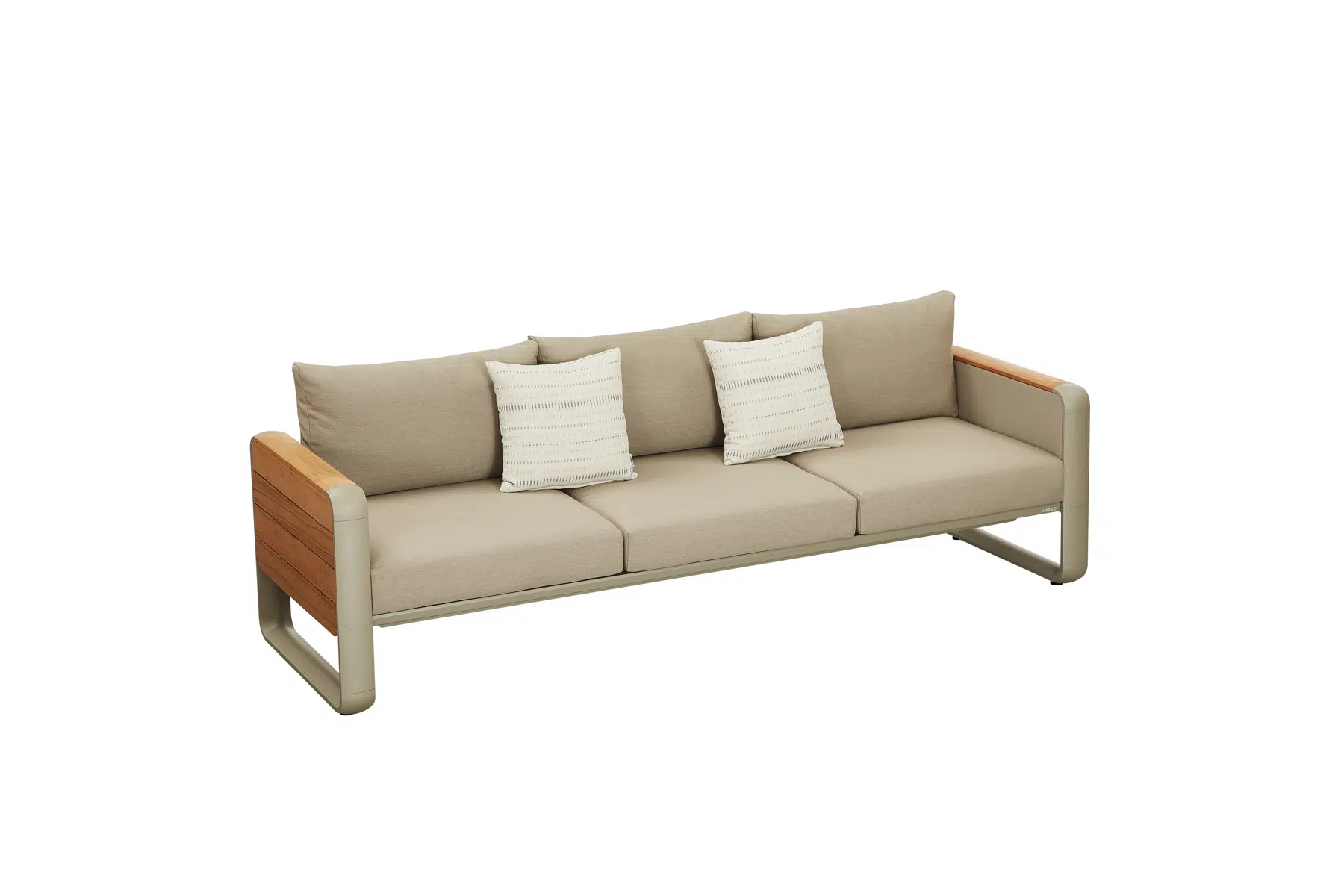 Nottingham zestaw ogrodowy wypoczynkowy Higold sofa ogrodowa 3 osobowa aluminium teak meble ogrodowe premium