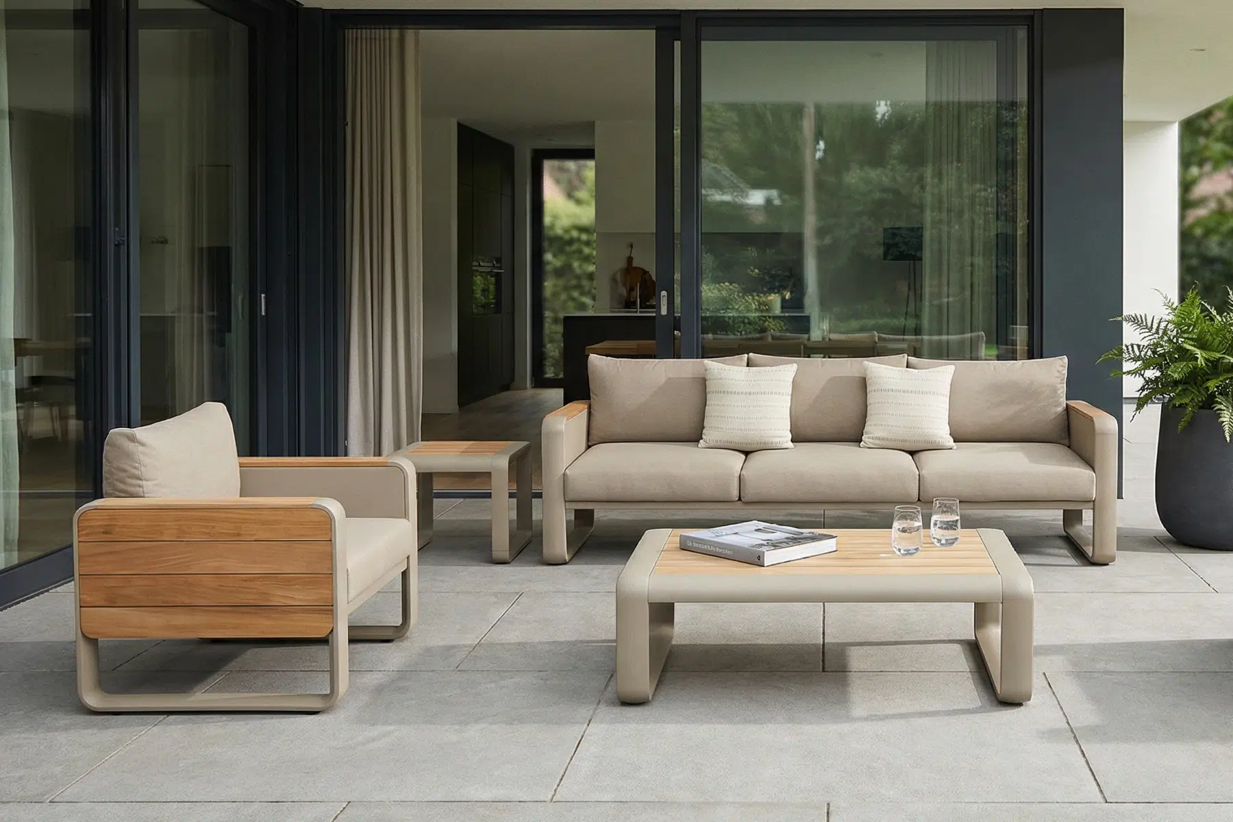 Nottingham zestaw ogrodowy wypoczynkowy Higold sofa ogrodowa stolik fotel ogrodowy nowoczesne meble ogrodowe