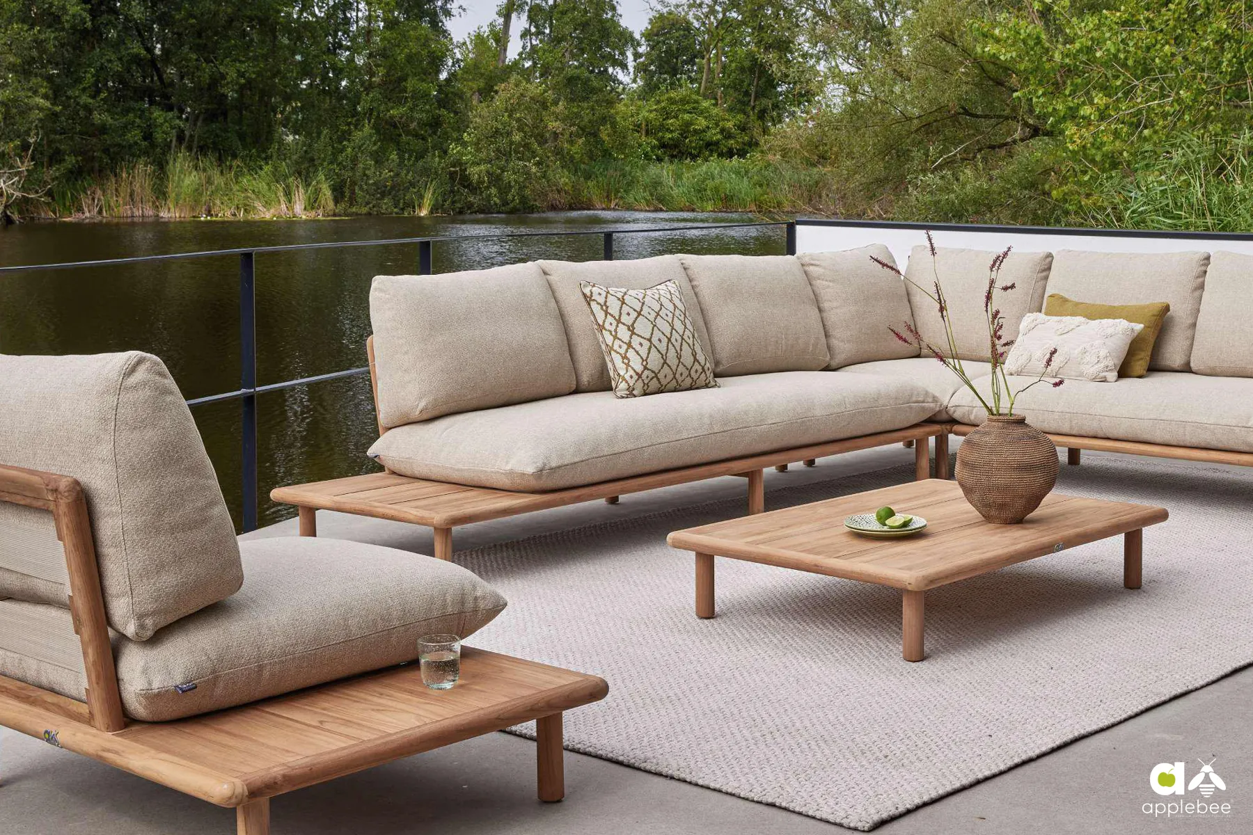 Sling Cotton Flower modułowy narożnik ogrodowy meble ogrodowe drewniane Apple Bee