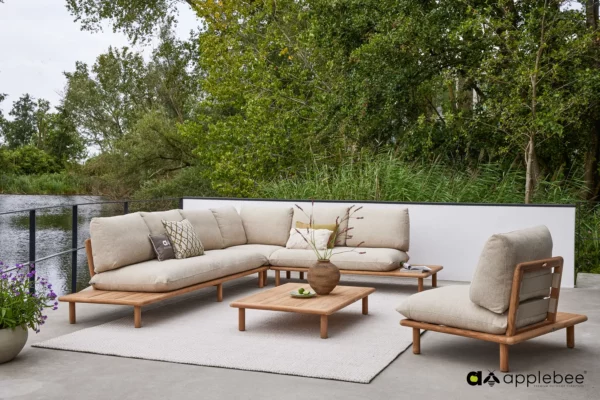 Sling Cotton Flower modułowy narożnik ogrodowy prawy meble ogrodowe drewniane Apple Bee