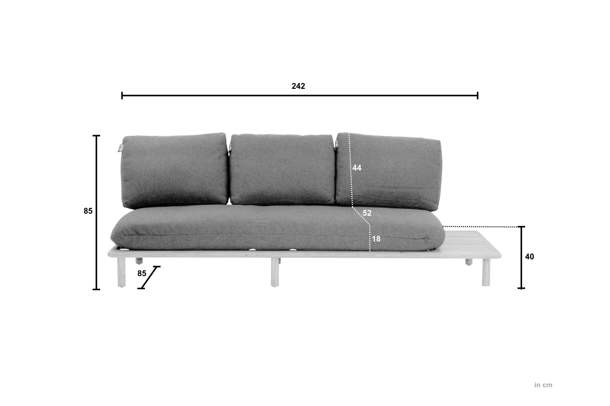 Sling Cotton Flower modułowy narożnik ogrodowy sofa potrójna 242 cm Apple Bee