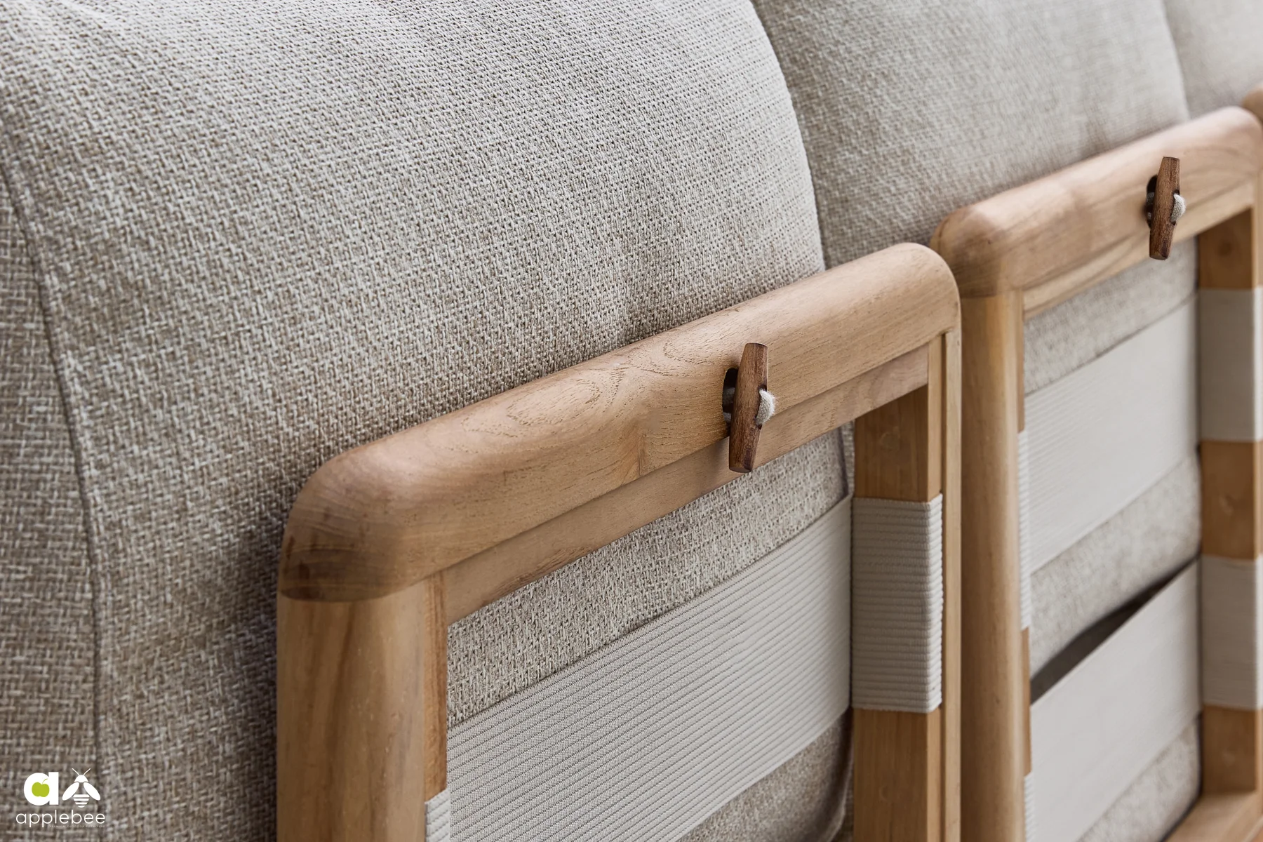 Sling Cotton Flower modułowy narożnik ogrodowy teakowy oparcia meble ogrodowe drewniane Apple Bee