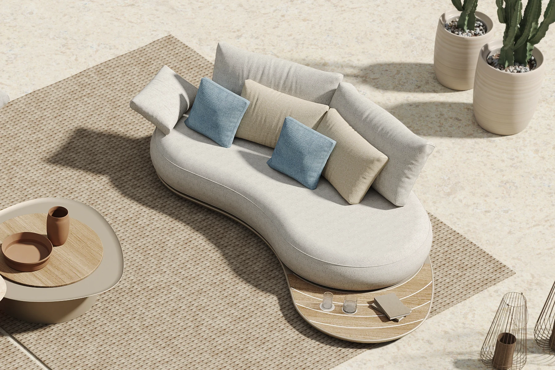 Calla sofa ogrodowa z wbudowanym stolikiem | HIGOLD Calla luksusowa sofa ogrodowa ze stolikiem 2 osobowa ekskluzywne meble ogrodowe