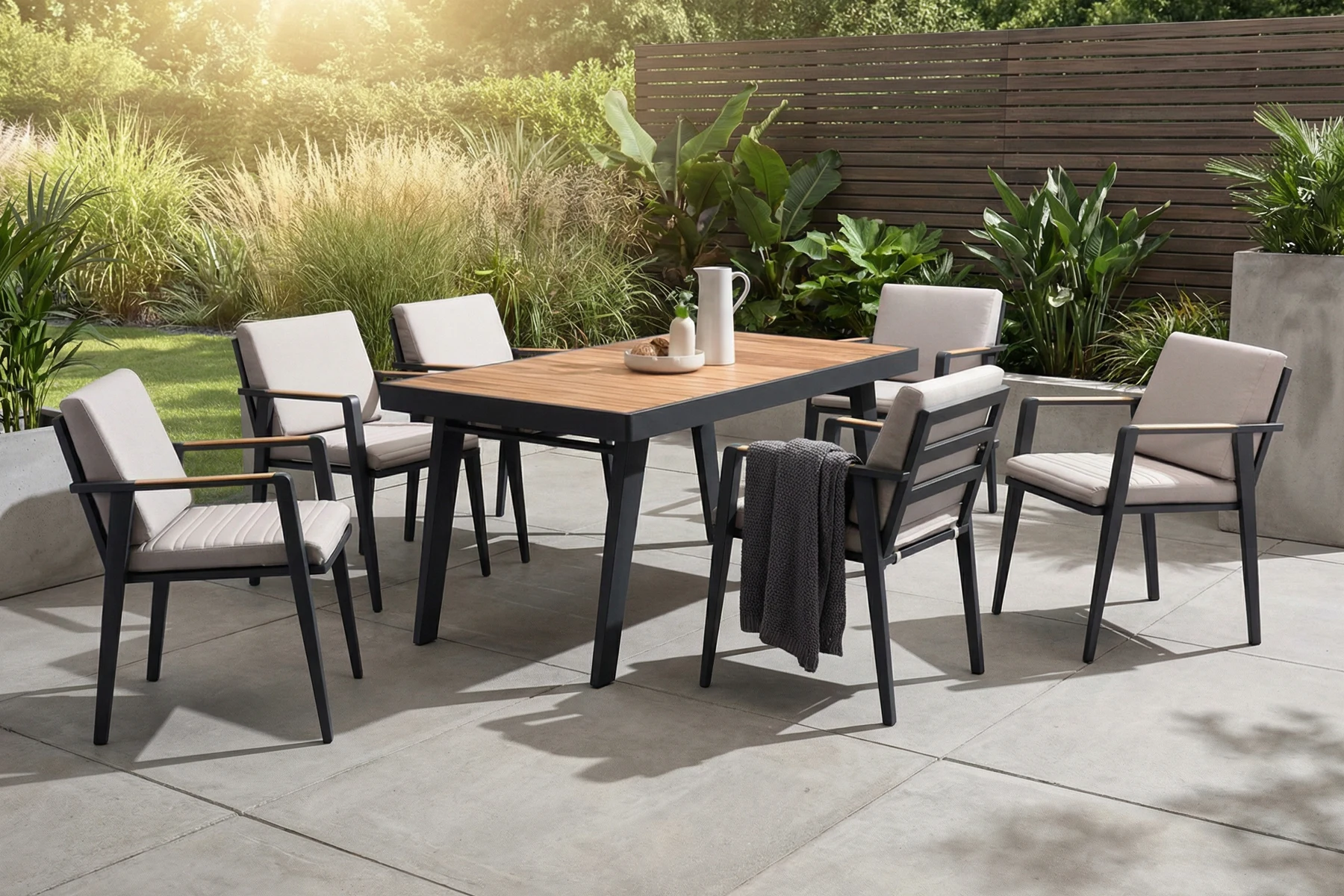 Emoti zestaw stół i krzesła 6 osób | HIGOLD Emoti zestaw ogrodowy dla 6 osób meble ogrodowe aluminium stół ogrodowy krzesła luksusowe meble ogrodowe Higold