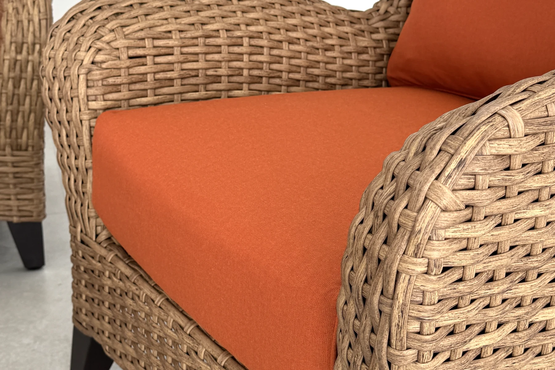 Houston zestaw wypoczynkowy meble ogrodowe z technorattanu technorattan orzechowy tapicerka Desert pomarańczowa Twojasiesta.pl