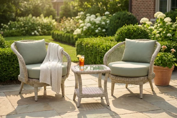 Napoli CB meble ogrodowe technorattan zestaw kawowy kolor poduszek Verte zielony zestaw ogrodowy Twoja Siesta