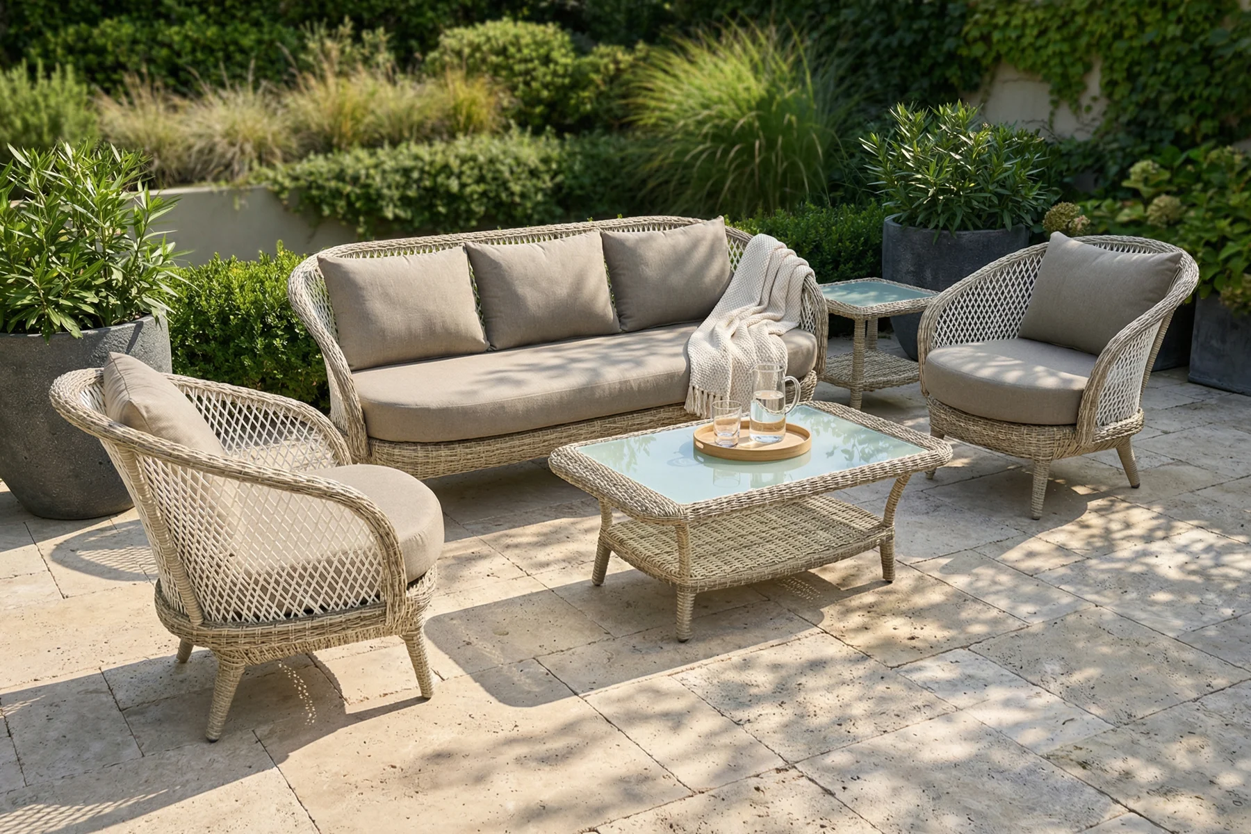 Napoli zestaw mebli ogrodowych technorattan Napoli Café au lait zestaw ogrodowy Twoja Siesta