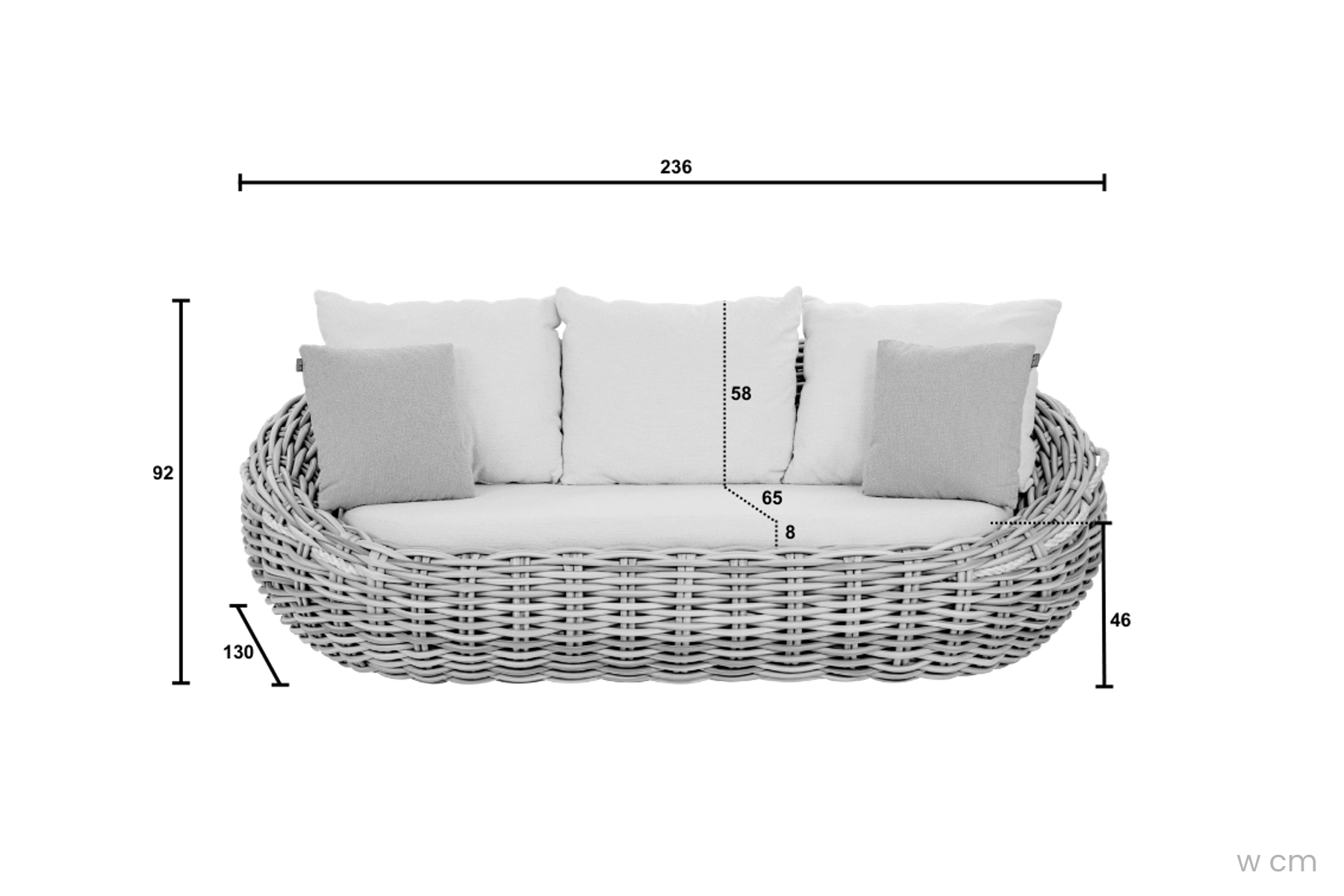 Cocoon Boucle zestaw ogrodowy technorattanowy sofa ogrodowa wymiary meble technorattanowe Apple Bee