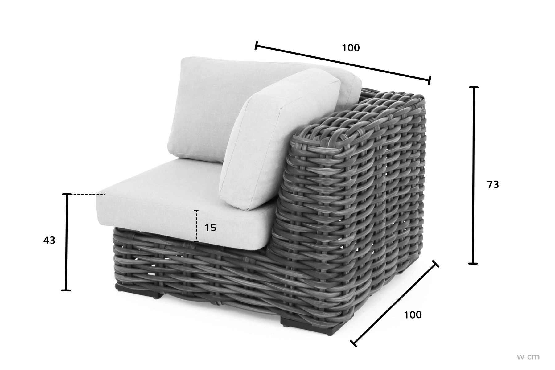 Elements XL modułowe meble ogrodowe sofa ogrodowa rogowa narożnika wymiary Apple Bee