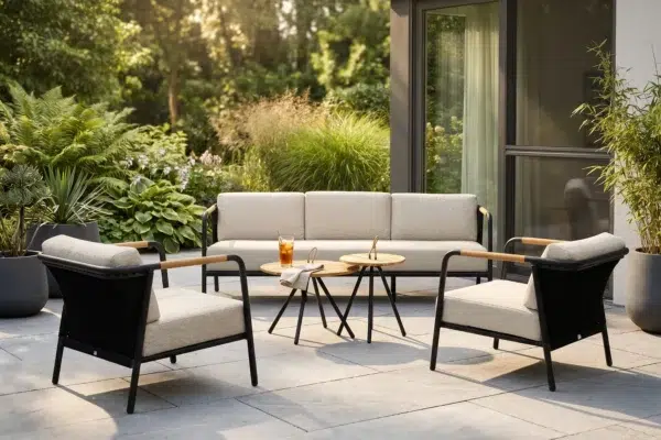 Elle Belt ekskluzywny zestaw wypoczynkowy z aluminium sofa ogrodowa potrójna sofa 3 osobowa fotele meble ogrodowe Apple Bee