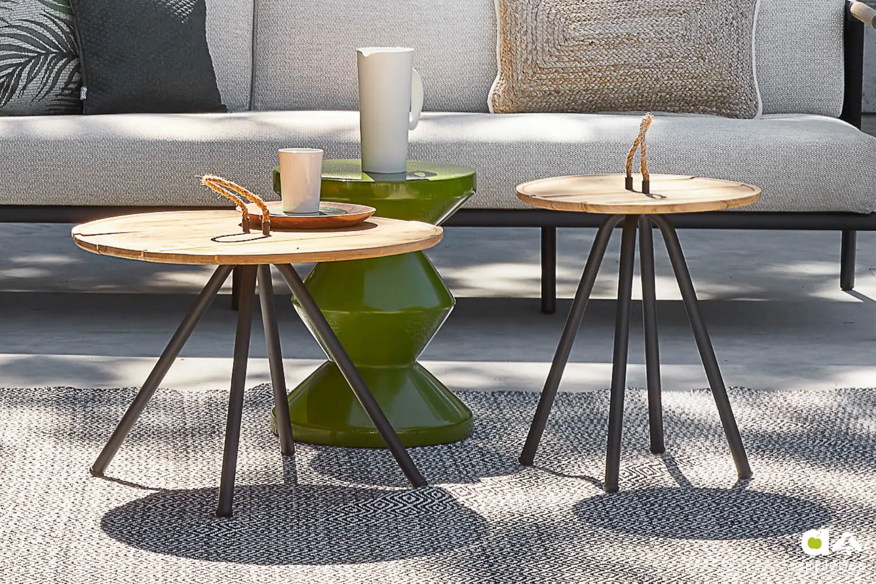 Elle stoliki ogrodowe | Apple Bee Elle zestaw ogrodowych stolików kawowych drewno teak aluminium meble ogrodowe Apple Bee