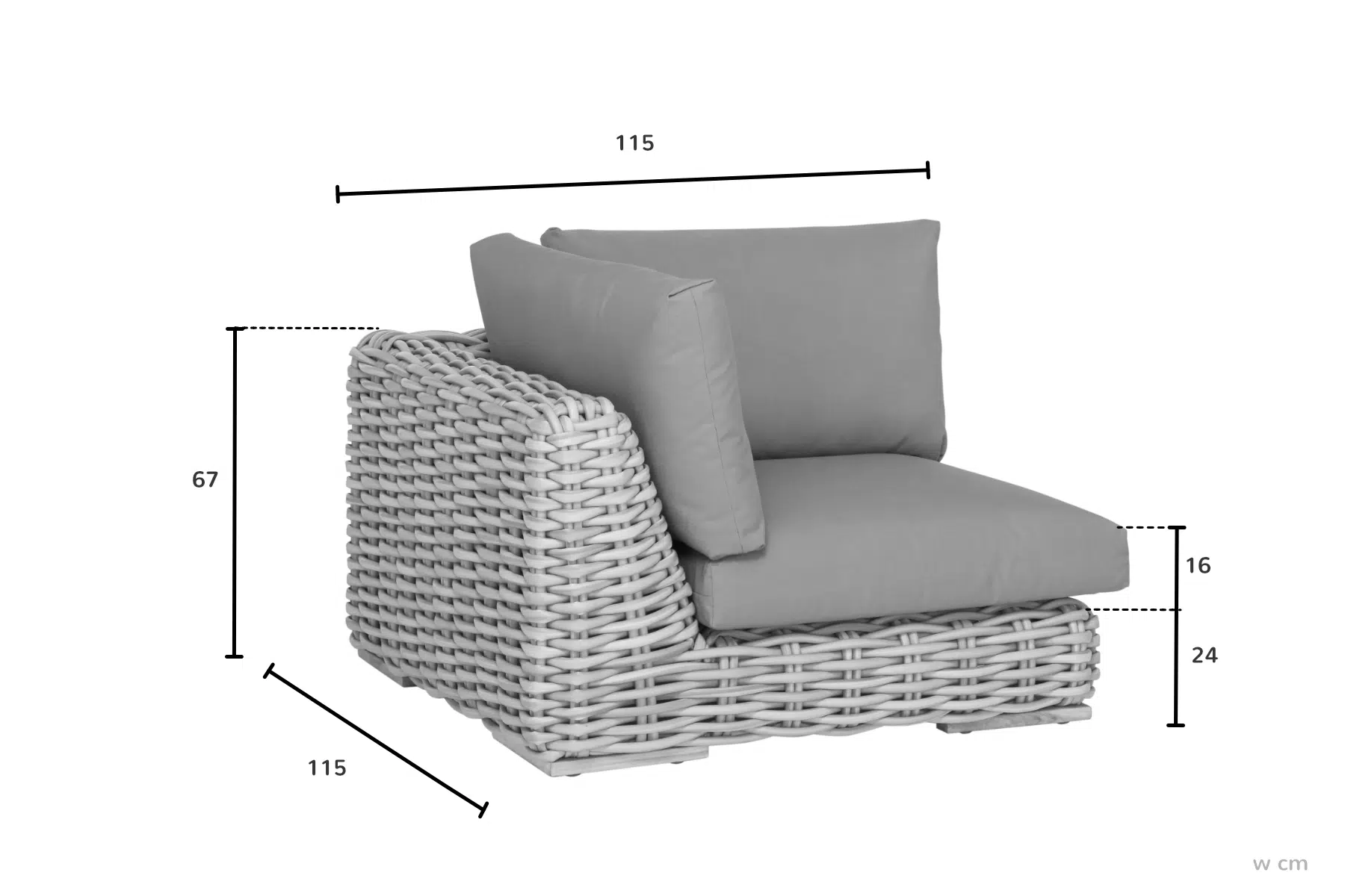 FFF modułowy zestaw wypoczynkowy z technorattanu wymiary sofa ogrodowa narożna meble ogrodowe Apple Bee