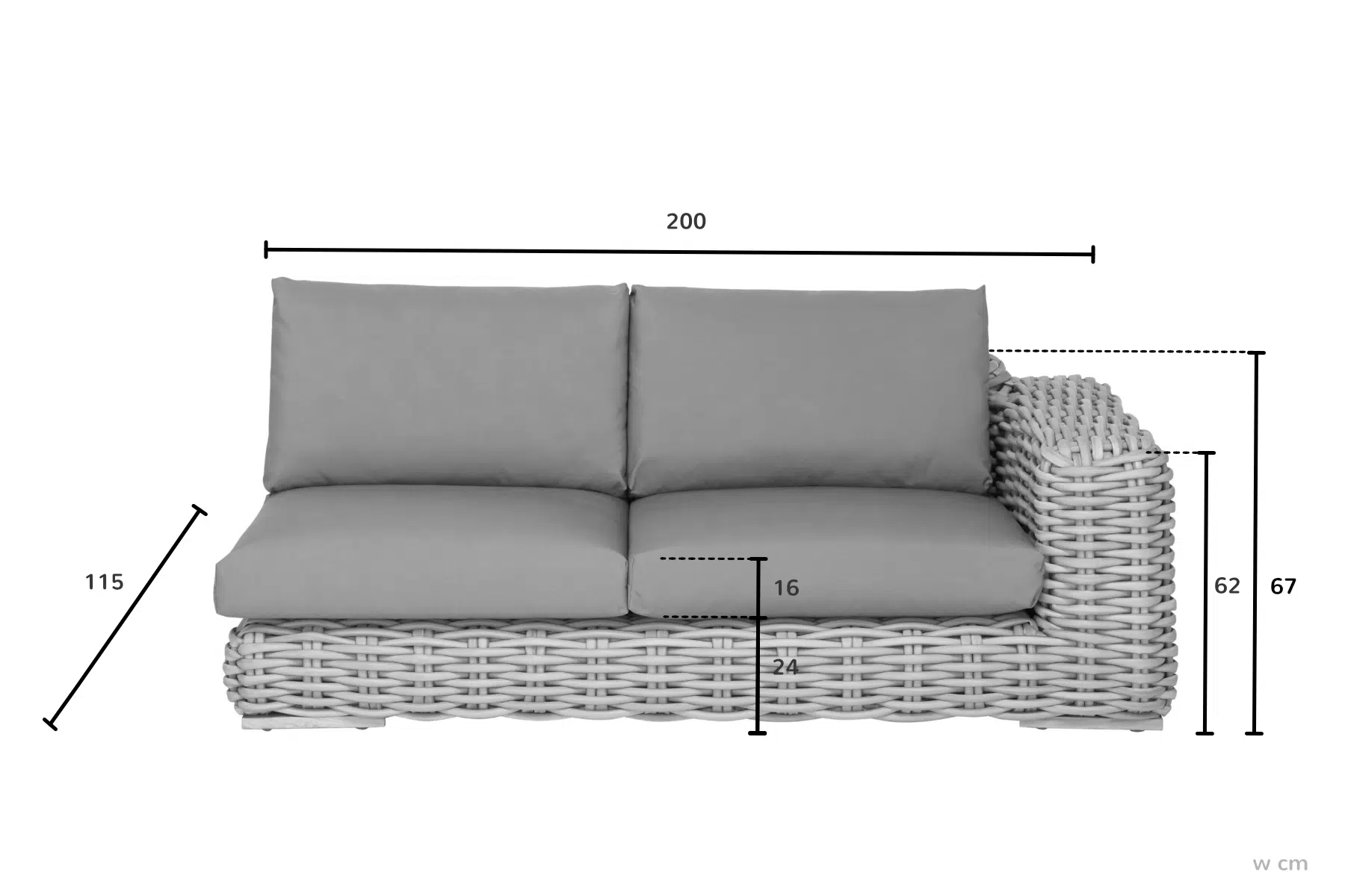 FFF modułowy zestaw wypoczynkowy z technorattanu wymiary sofa ogrodowa podwójna moduł lewy meble ogrodowe Apple Bee