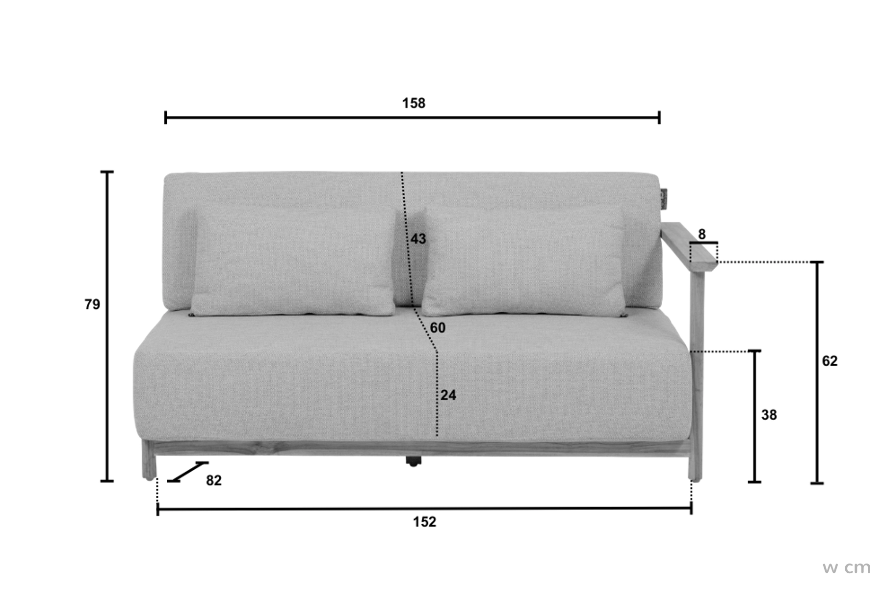 St Lucia Teak zestaw ogrodowy drewno tekowe wymiary sofa ogrodowa lewa prawa meble ogrodowe Apple Bee