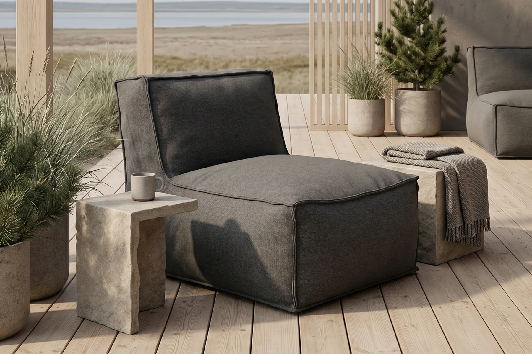C2 Edge fotel ogrodowy ciemnoszary | Troispommes Home C2 Edge nowoczesny fotel ogrodowy z tkaniny ciemnoszary meble ogrodowe Troispommes Home