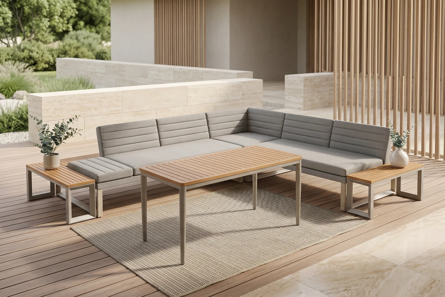 Oslo VIP zestaw ogrodowy narożnik | Twoja Siesta Oslo VIP zestaw wypoczynkowy meble ogrodowe z aluminium sofa ogrodowa leżanka Twoja Siesta