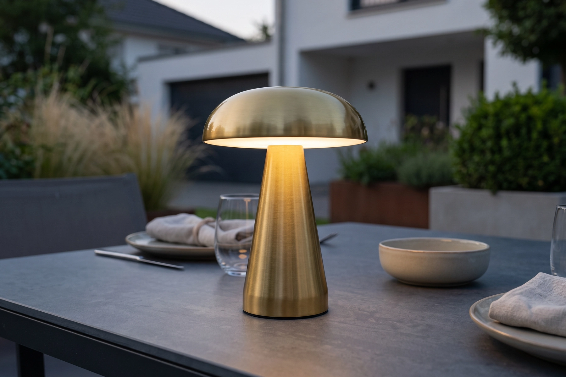 Fungo złota lampa ogrodowa bezprzewodowa LED | Twoja Siesta Fungo lampa ogrodowa bezprzewodowa LED kolor złoty lampa stołowa